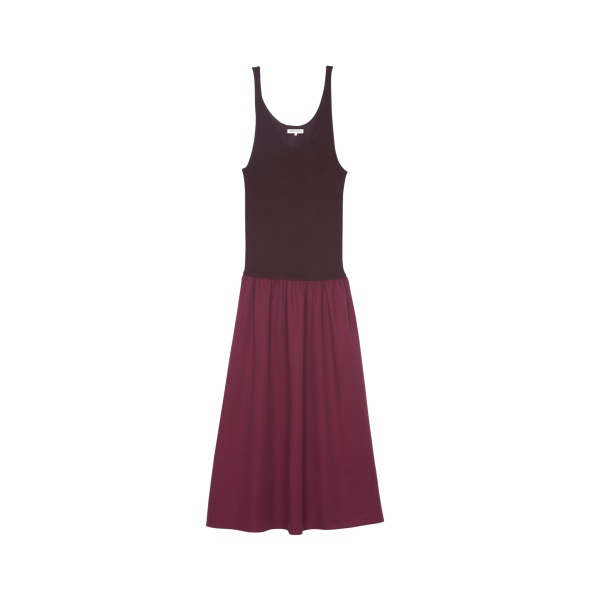 The Frankie Shop Iliya Drop Waist Maxi Dress - Burgundy - Oversized Minimalist Dresses in Red - Shop at Luxury Shoes 