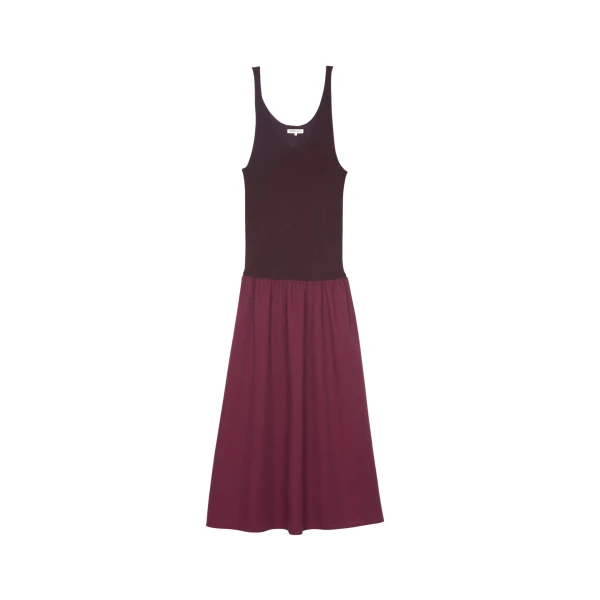 The Frankie Shop Iliya Drop Waist Maxi Dress - Burgundy - Oversized Minimalist Dresses in Red - Shop at Luxury Shoes 