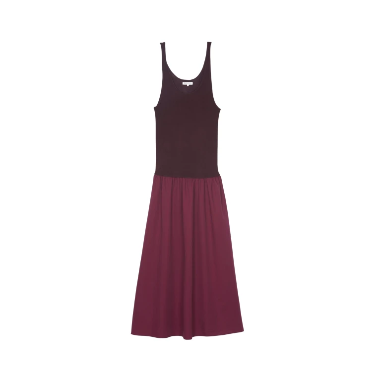 The Frankie Shop Iliya Drop Waist Maxi Dress - Burgundy - Oversized Minimalist Dresses in Red - Shop at Luxury Shoes 