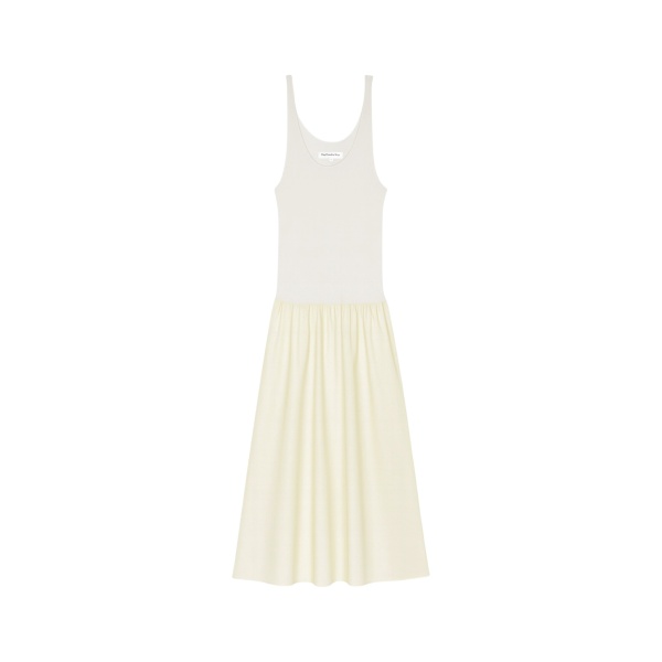 The Frankie Shop Iliya Drop Waist Maxi Dress - Cream - Oversized Minimalist Dresses in Ivory - Shop at Luxury Shoes 