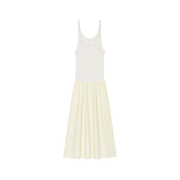 The Frankie Shop Iliya Drop Waist Maxi Dress - Cream - Oversized Minimalist Dresses in Ivory - Shop at Luxury Shoes 