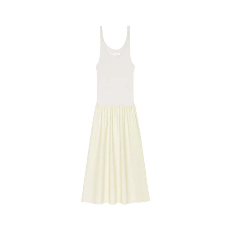 The Frankie Shop Iliya Drop Waist Maxi Dress - Cream - Oversized Minimalist Dresses in Ivory - Shop at Luxury Shoes 