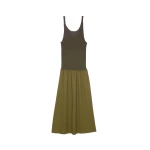 The Frankie Shop Iliya Drop Waist Maxi Dress - Olive - Oversized Minimalist Dresses in Green - Shop at Luxury Shoes 