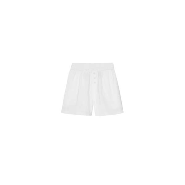 The Frankie Shop Ilsen Satin Boxer Shorts - White - Oversized Minimalist Shorts in White - Shop at Luxury Shoes 