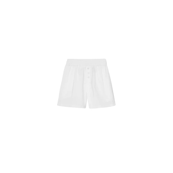The Frankie Shop Ilsen Satin Boxer Shorts - White - Oversized Minimalist Shorts in White - Shop at Luxury Shoes 