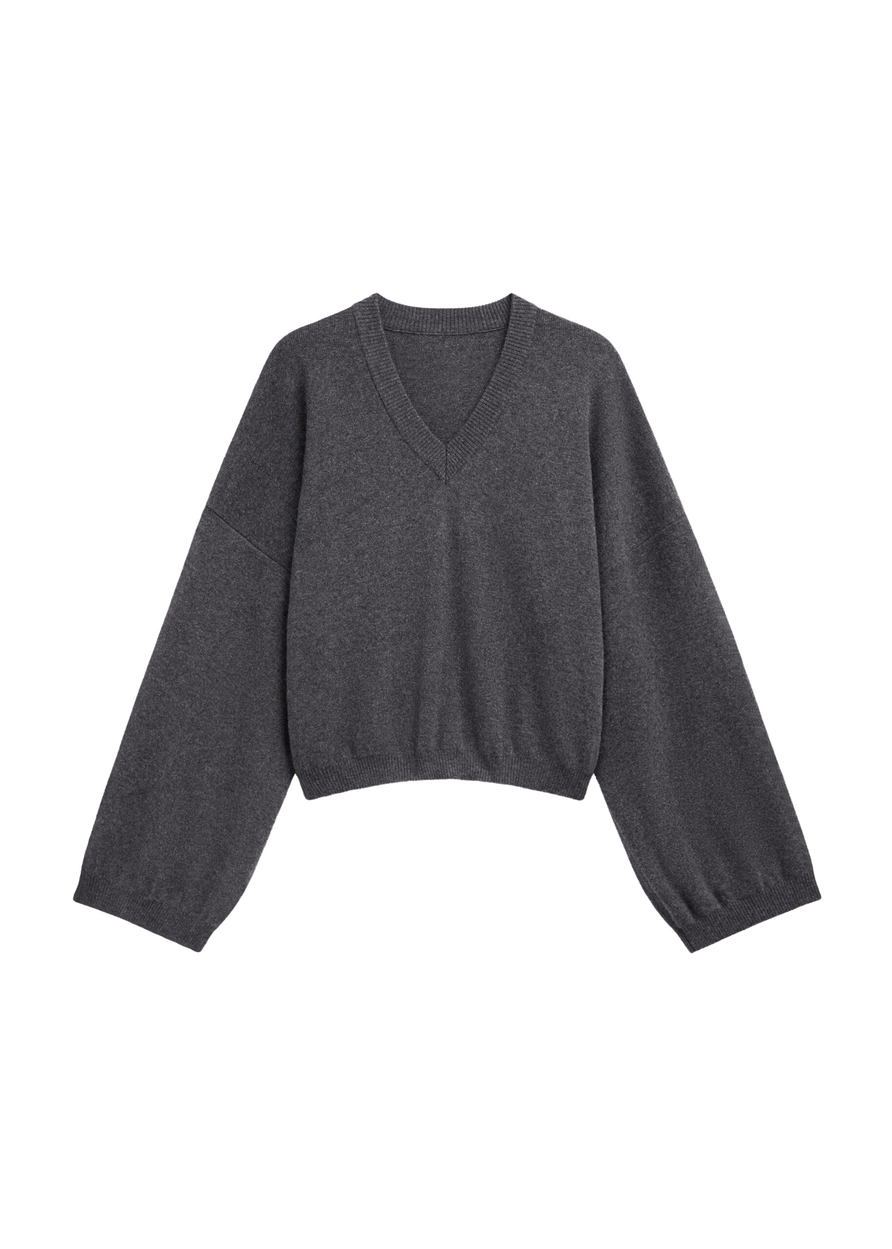 The Frankie Shop Ilston V-Neck Sweater - Grey - Oversized Minimalist Knitwear in Grey - Shop at Luxury Shoes 