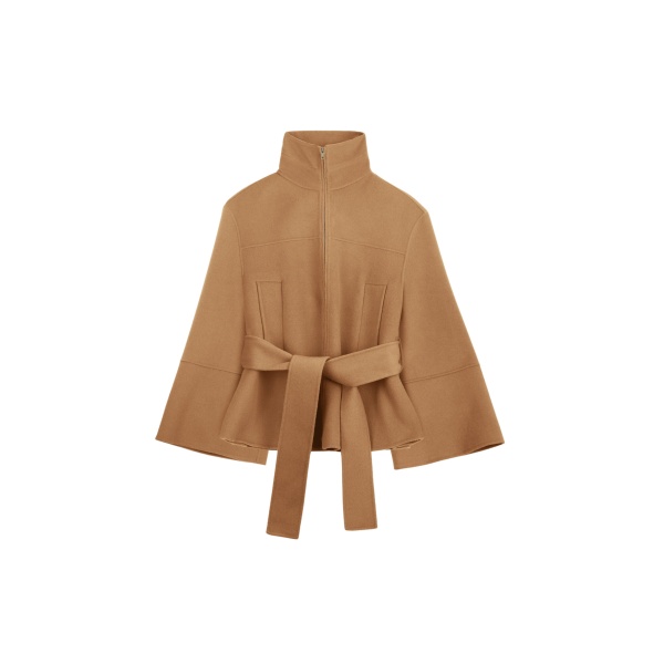 The Frankie Shop Imphal Belted Wool Jacket - Camel - Oversized Minimalist Jackets in Beige - Shop at Luxury Shoes 