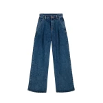 The Frankie Shop Isabella Denim Pants - Medium Wash - Oversized Minimalist Pants in Grey - Shop at Luxury Shoes 