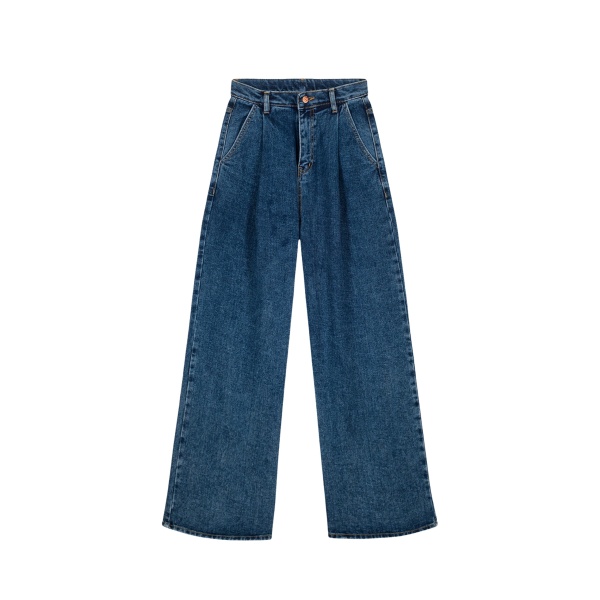 The Frankie Shop Isabella Denim Pants - Medium Wash - Oversized Minimalist Pants in Grey - Shop at Luxury Shoes 