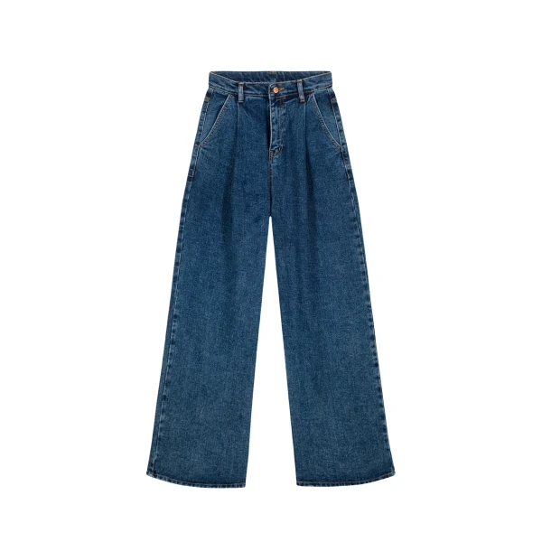 The Frankie Shop Isabella Denim Pants - Medium Wash - Oversized Minimalist Pants in Grey - Shop at Luxury Shoes 