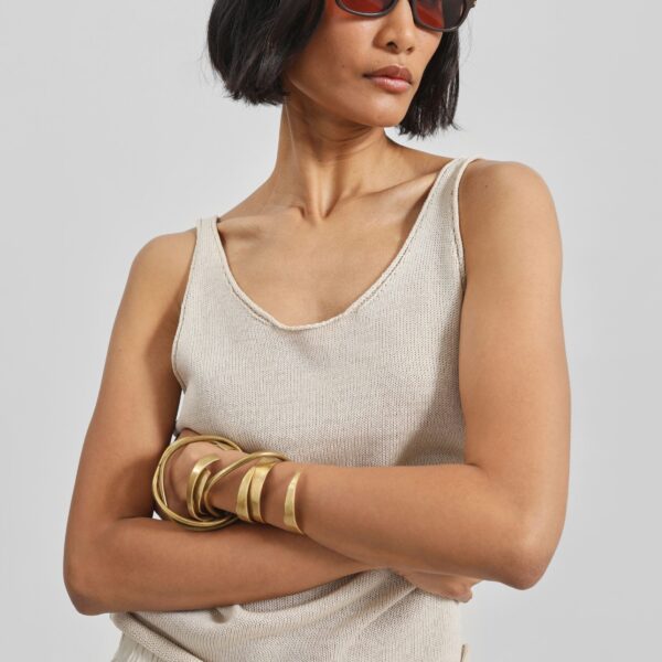 The Frankie Shop Islay Open-Back Knit Tank – Beige, view 2