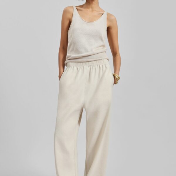 The Frankie Shop Islay Open-Back Knit Tank – Beige, view 3