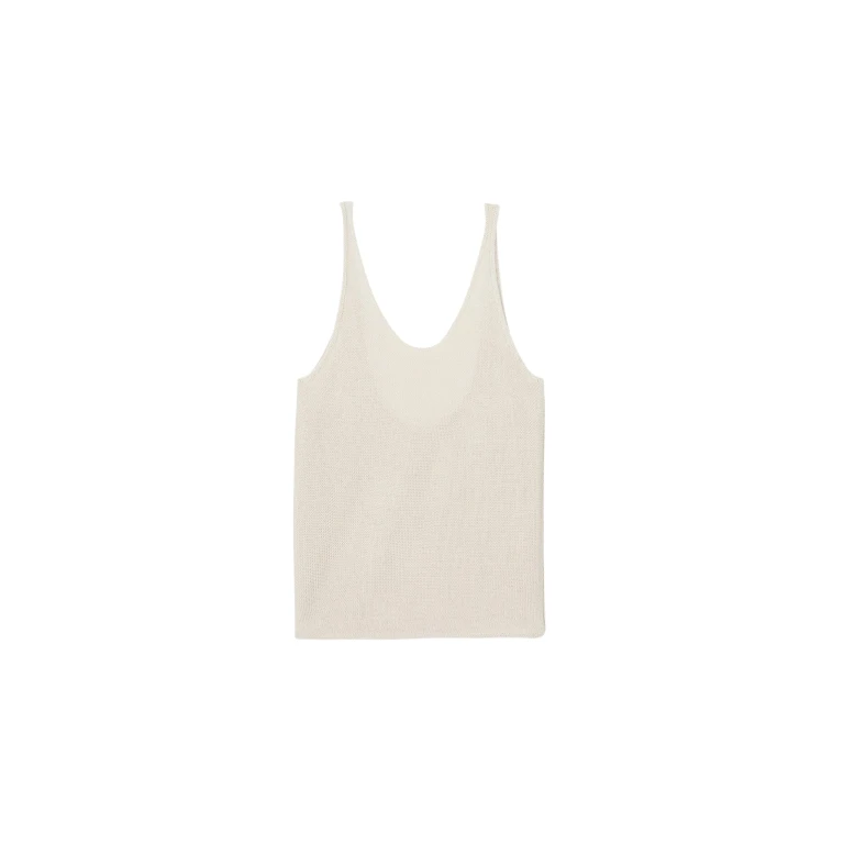 The Frankie Shop Islay Open-Back Knit Tank - Beige - Oversized Minimalist Tops in Beige - Shop at Luxury Shoes 