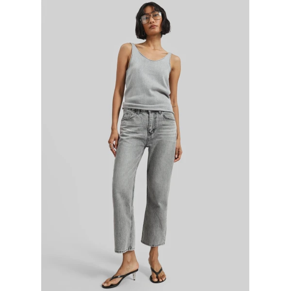 The Frankie Shop Islay Open-Back Knit Tank - Grey - Oversized Minimalist Tops in Grey - Shop at Luxury Shoes 