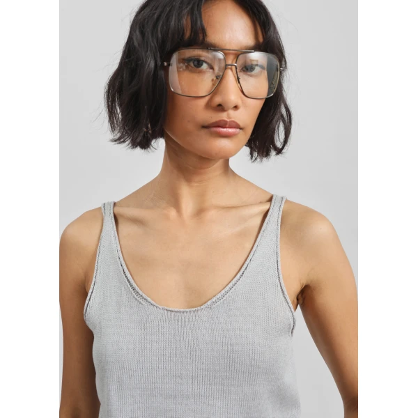 The Frankie Shop Islay Open-Back Knit Tank - Grey - Oversized Minimalist Tops in Grey - Shop at Luxury Shoes 