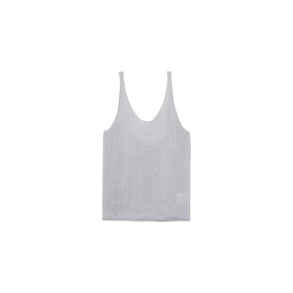 The Frankie Shop Islay Open-Back Knit Tank - Grey - Oversized Minimalist Tops in Grey - Shop at Luxury Shoes 