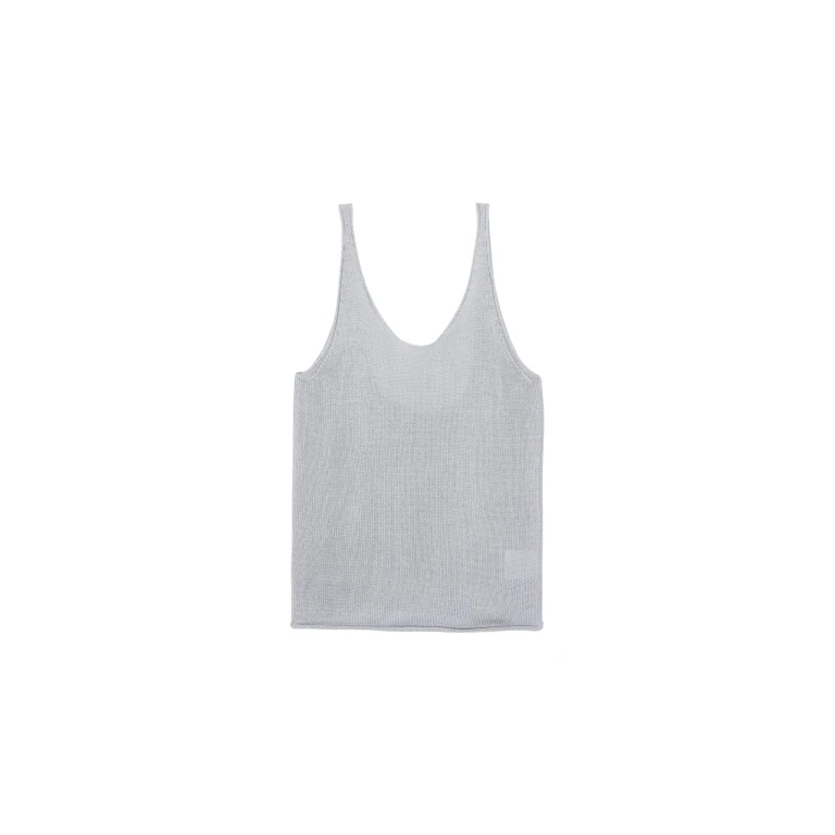 The Frankie Shop Islay Open-Back Knit Tank - Grey - Oversized Minimalist Tops in Grey - Shop at Luxury Shoes 