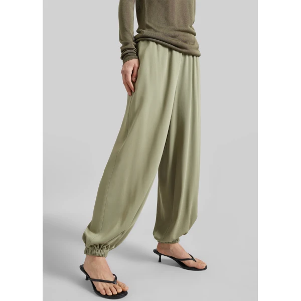 The Frankie Shop Isola Fluid Balloon Pants - Sage - Oversized Minimalist Pants in Green - Shop at Luxury Shoes 