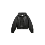 The Frankie Shop Jackson Faux Leather Bonded Bomber - Black - Oversized Minimalist Jackets in Black - Shop at Luxury Shoes 