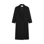 The Frankie Shop Jane Long Coat - Black - Oversized Minimalist Coats in Black - Shop at Luxury Shoes 