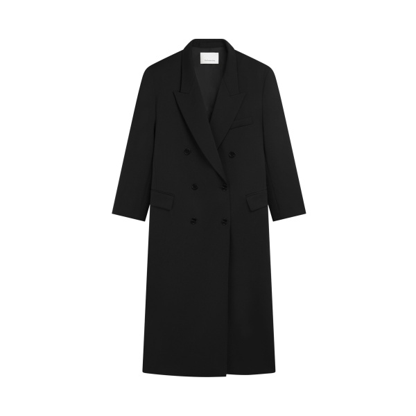 The Frankie Shop Jane Long Coat - Black - Oversized Minimalist Coats in Black - Shop at Luxury Shoes 