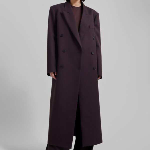 The Frankie Shop Jane Long Coat – Dark Plum, view 3