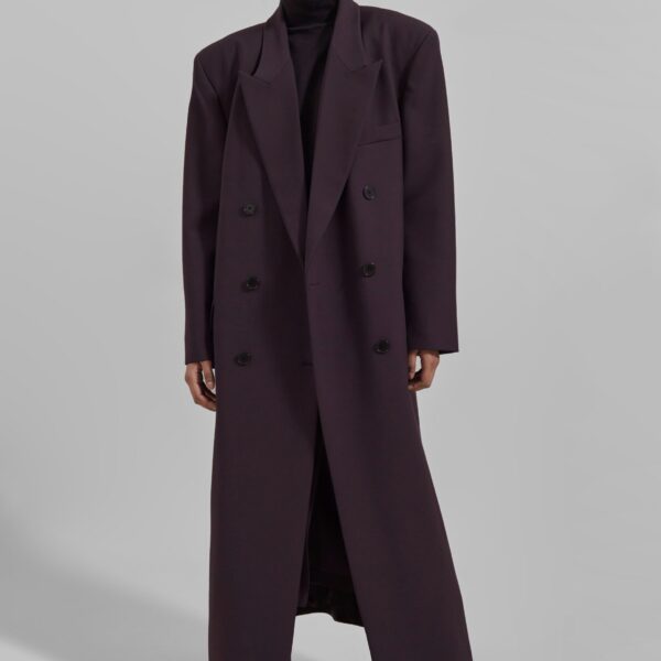 The Frankie Shop Jane Long Coat – Dark Plum, view 5