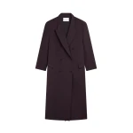 The Frankie Shop Jane Long Coat - Dark Plum - Oversized Minimalist Coats in Purple - Shop at Luxury Shoes 