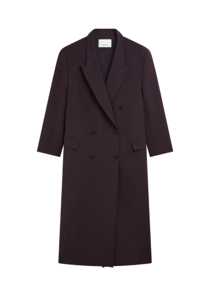 The Frankie Shop Jane Long Coat - Dark Plum - Oversized Minimalist Coats in Purple - Shop at Luxury Shoes 