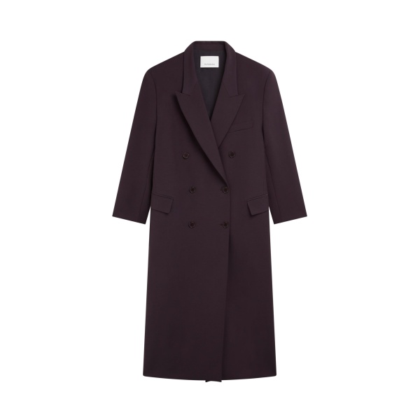 The Frankie Shop Jane Long Coat - Dark Plum - Oversized Minimalist Coats in Purple - Shop at Luxury Shoes 