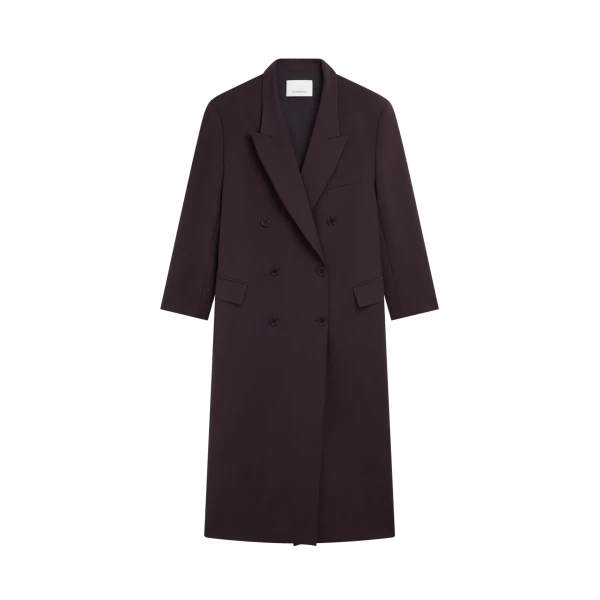 The Frankie Shop Jane Long Coat - Dark Plum - Oversized Minimalist Coats in Purple - Shop at Luxury Shoes 