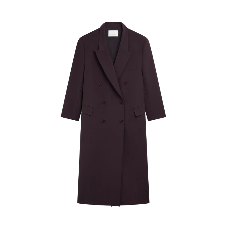 The Frankie Shop Jane Long Coat - Dark Plum - Oversized Minimalist Coats in Purple - Shop at Luxury Shoes 