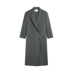 The Frankie Shop Jane Long Coat - Light Khaki - Oversized Minimalist Coats in Green - Shop at Luxury Shoes 