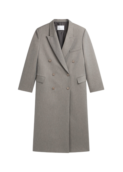 The Frankie Shop Jane Long Coat - Taupe Melange - Oversized Minimalist Coats in Beige - Shop at Luxury Shoes 