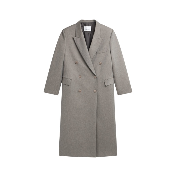 The Frankie Shop Jane Long Coat - Taupe Melange - Oversized Minimalist Coats in Beige - Shop at Luxury Shoes 