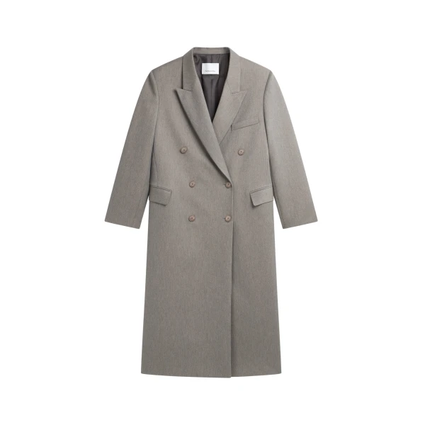 The Frankie Shop Jane Long Coat - Taupe Melange - Oversized Minimalist Coats in Beige - Shop at Luxury Shoes 