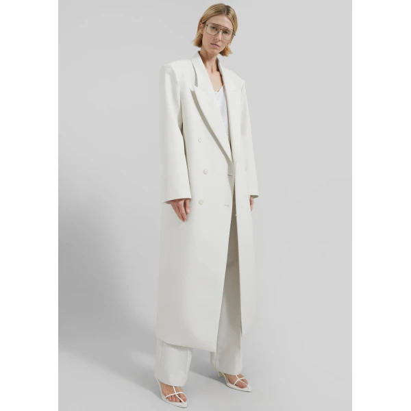 The Frankie Shop Jane Long Coat - White - Oversized Minimalist Coats in White - Shop at Luxury Shoes 