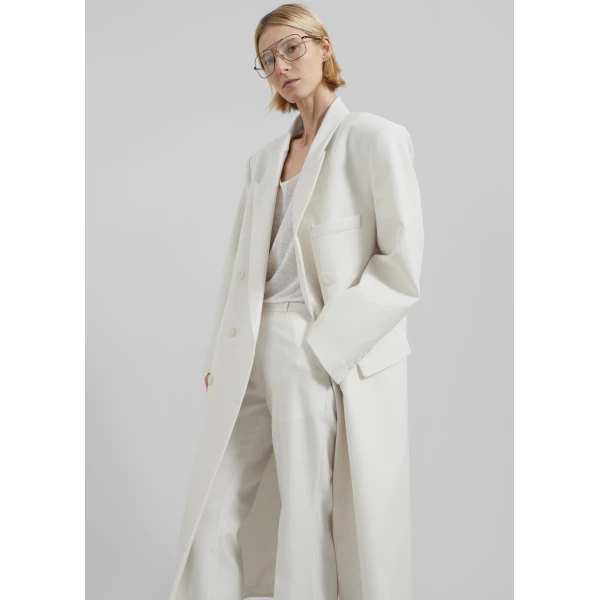 The Frankie Shop Jane Long Coat - White - Oversized Minimalist Coats in White - Shop at Luxury Shoes 