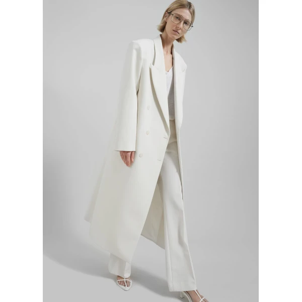 The Frankie Shop Jane Long Coat - White - Oversized Minimalist Coats in White - Shop at Luxury Shoes 