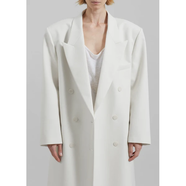 The Frankie Shop Jane Long Coat - White - Oversized Minimalist Coats in White - Shop at Luxury Shoes 