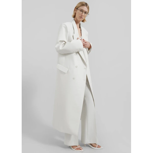 The Frankie Shop Jane Long Coat - White - Oversized Minimalist Coats in White - Shop at Luxury Shoes 