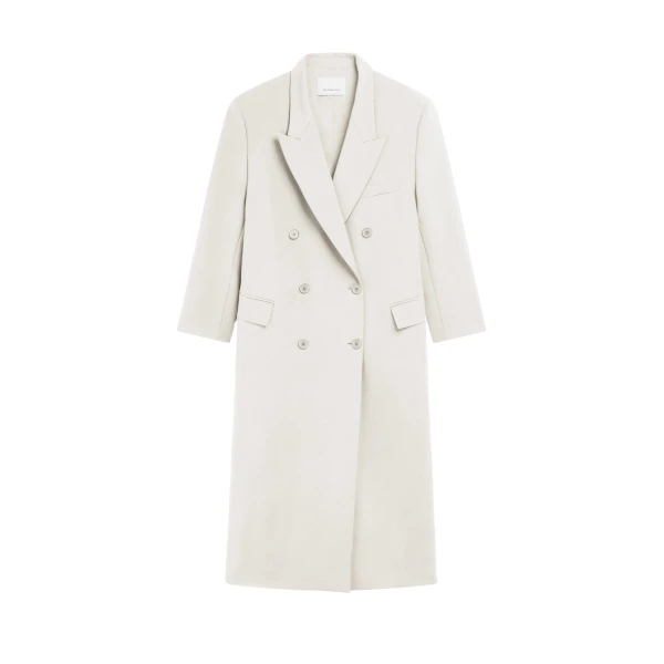 The Frankie Shop Jane Long Coat - White - Oversized Minimalist Coats in White - Shop at Luxury Shoes 