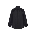 The Frankie Shop Jolene Semi Sheer Shirt - Black - Oversized Minimalist Tops in Black - Shop at Luxury Shoes 