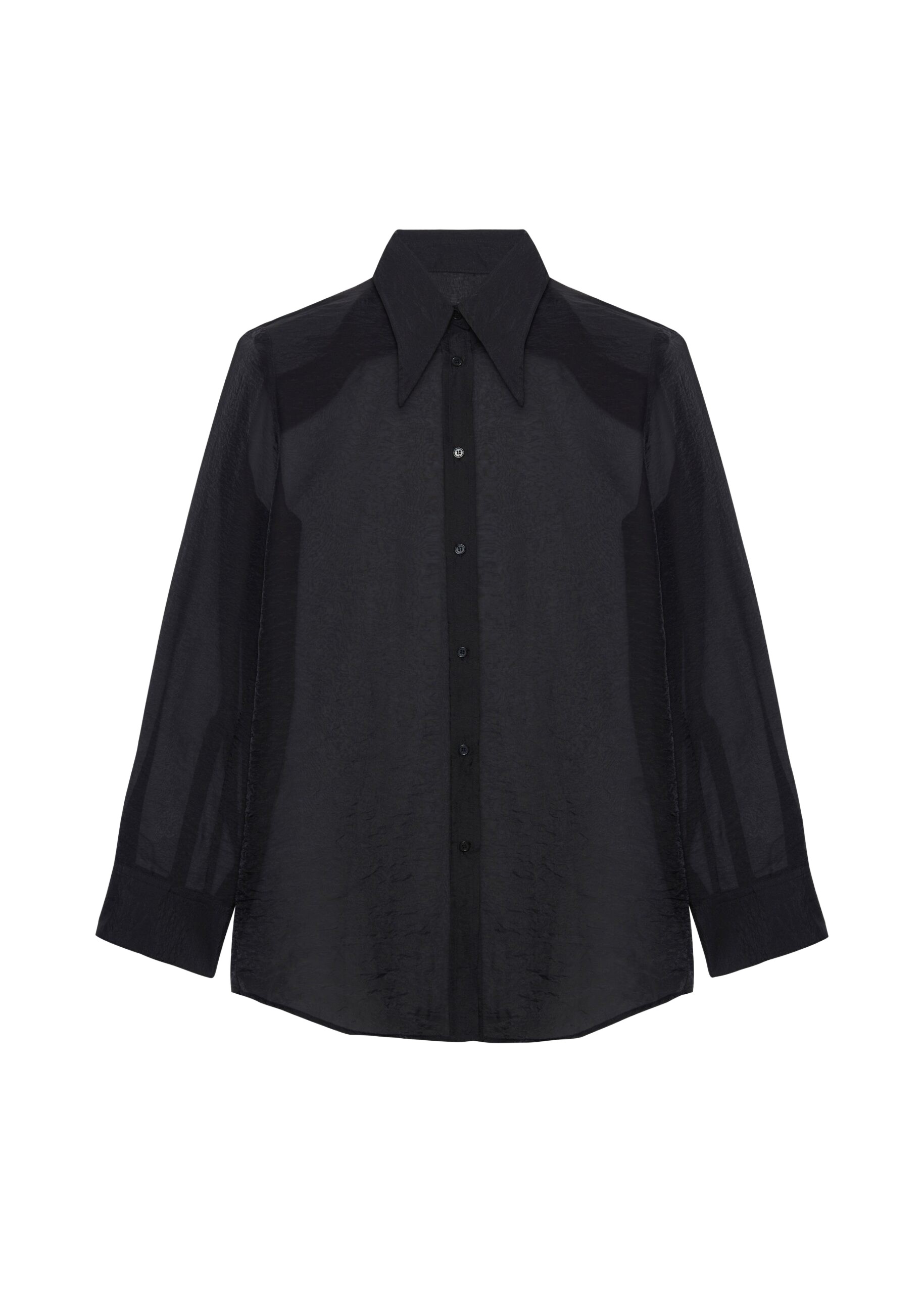 The Frankie Shop Jolene Semi Sheer Shirt - Black - Oversized Minimalist Tops in Black - Shop at Luxury Shoes 