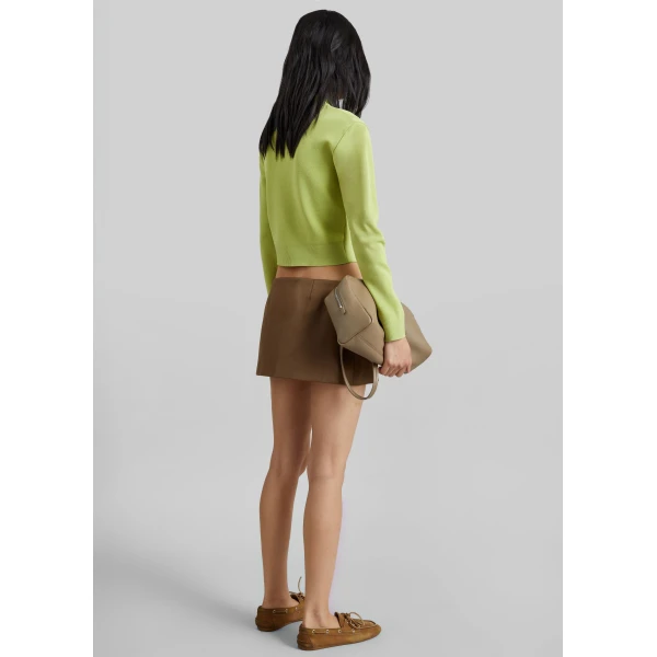 The Frankie Shop Juilly Knit Zip Cardigan - Lime - Oversized Minimalist Knitwear in Green - Shop at Luxury Shoes 