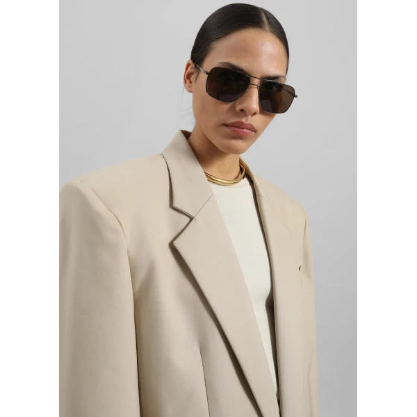 The Frankie Shop Jun Blazer - Beige - Oversized Minimalist Jackets in Beige - Shop at Luxury Shoes 
