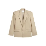 The Frankie Shop Jun Blazer - Beige - Oversized Minimalist Jackets in Beige - Shop at Luxury Shoes 