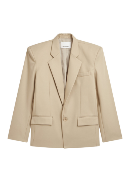 The Frankie Shop Jun Blazer - Beige - Oversized Minimalist Jackets in Beige - Shop at Luxury Shoes 