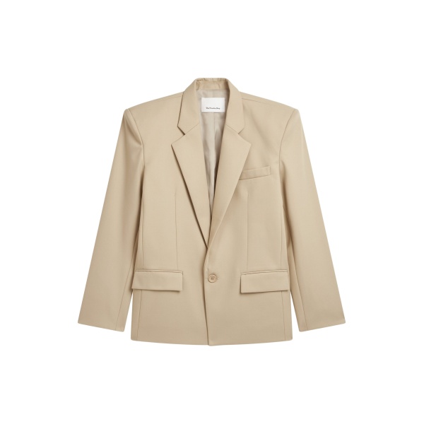 The Frankie Shop Jun Blazer - Beige - Oversized Minimalist Jackets in Beige - Shop at Luxury Shoes 