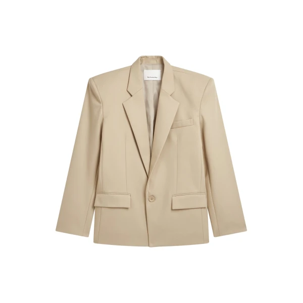 The Frankie Shop Jun Blazer - Beige - Oversized Minimalist Jackets in Beige - Shop at Luxury Shoes 